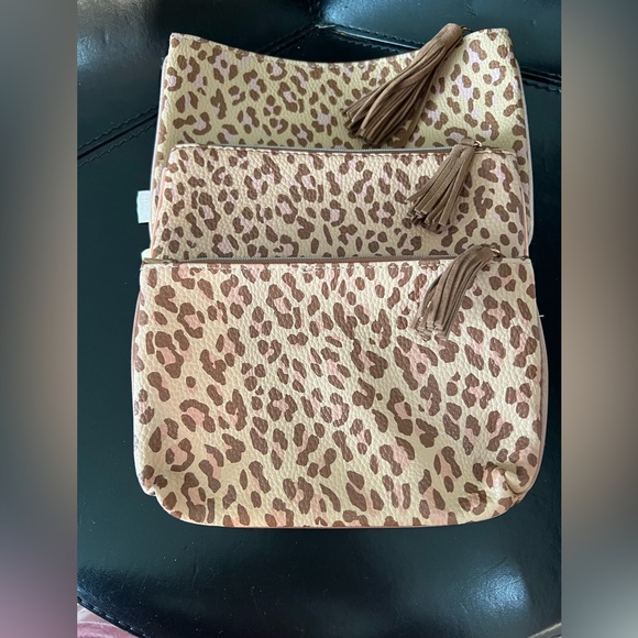 ipsy Handbags - IPSY TRIO ANIMAL PRINT LINED, with FRINGE COSMETIC BAGS